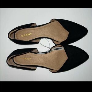 Old Navy Sueded Black Pointy Ballet Flats Size 9 NWTS